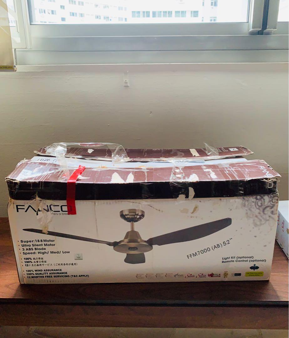 White Fanco Fan 52” + Fanco LED light kit, Furniture & Home Living, Lighting & Fans, Fans on