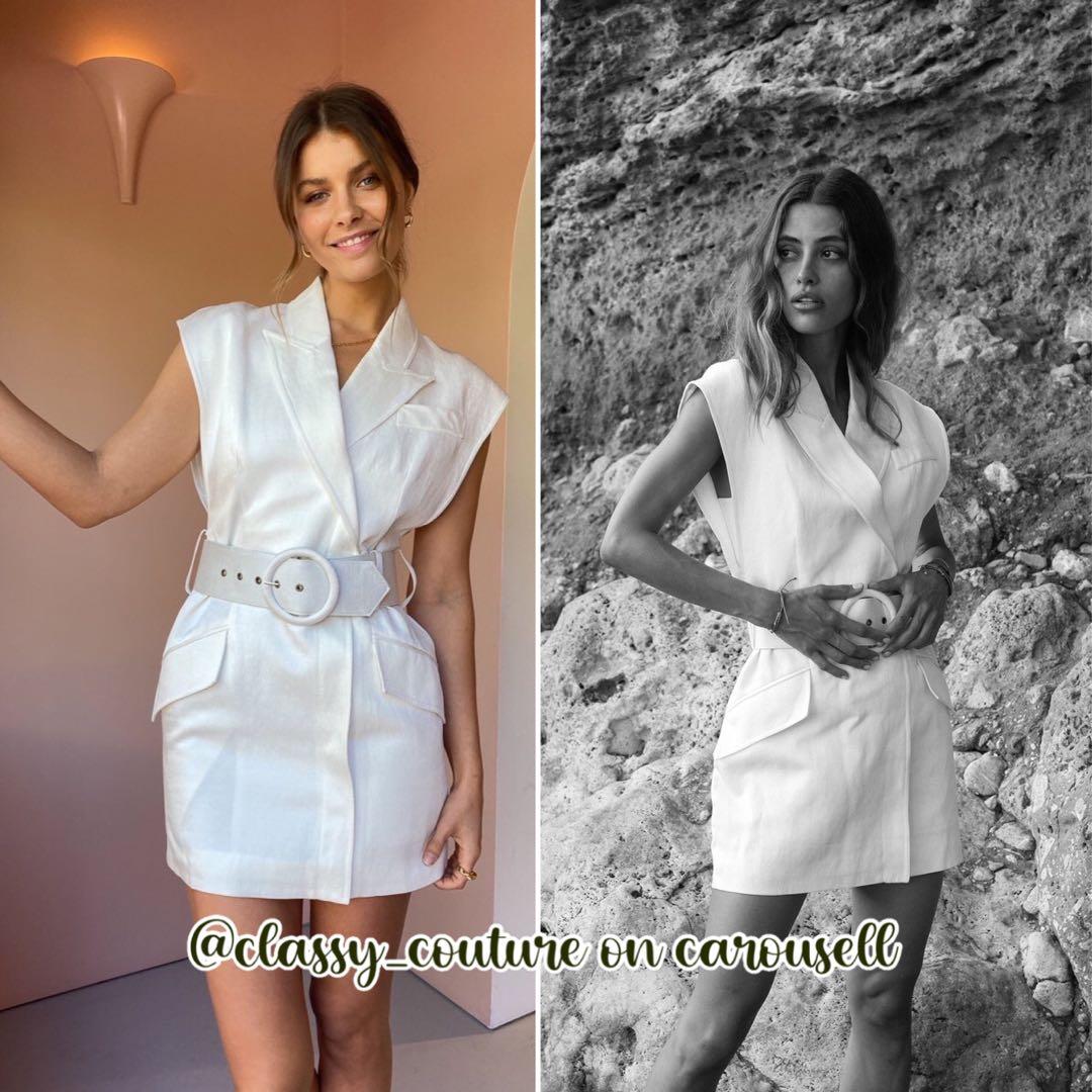 White fitted new arrivals blazer dress
