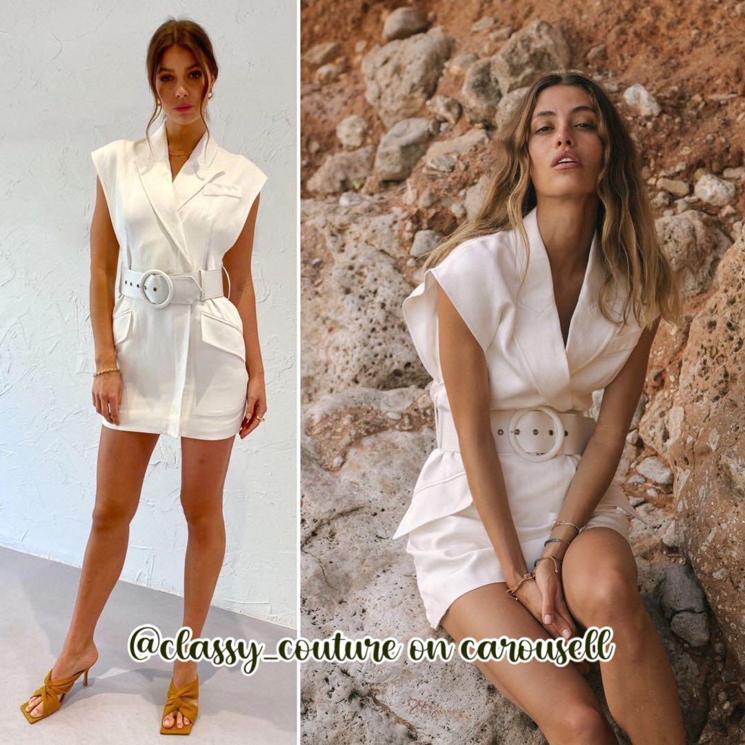 White fitted new arrivals blazer dress