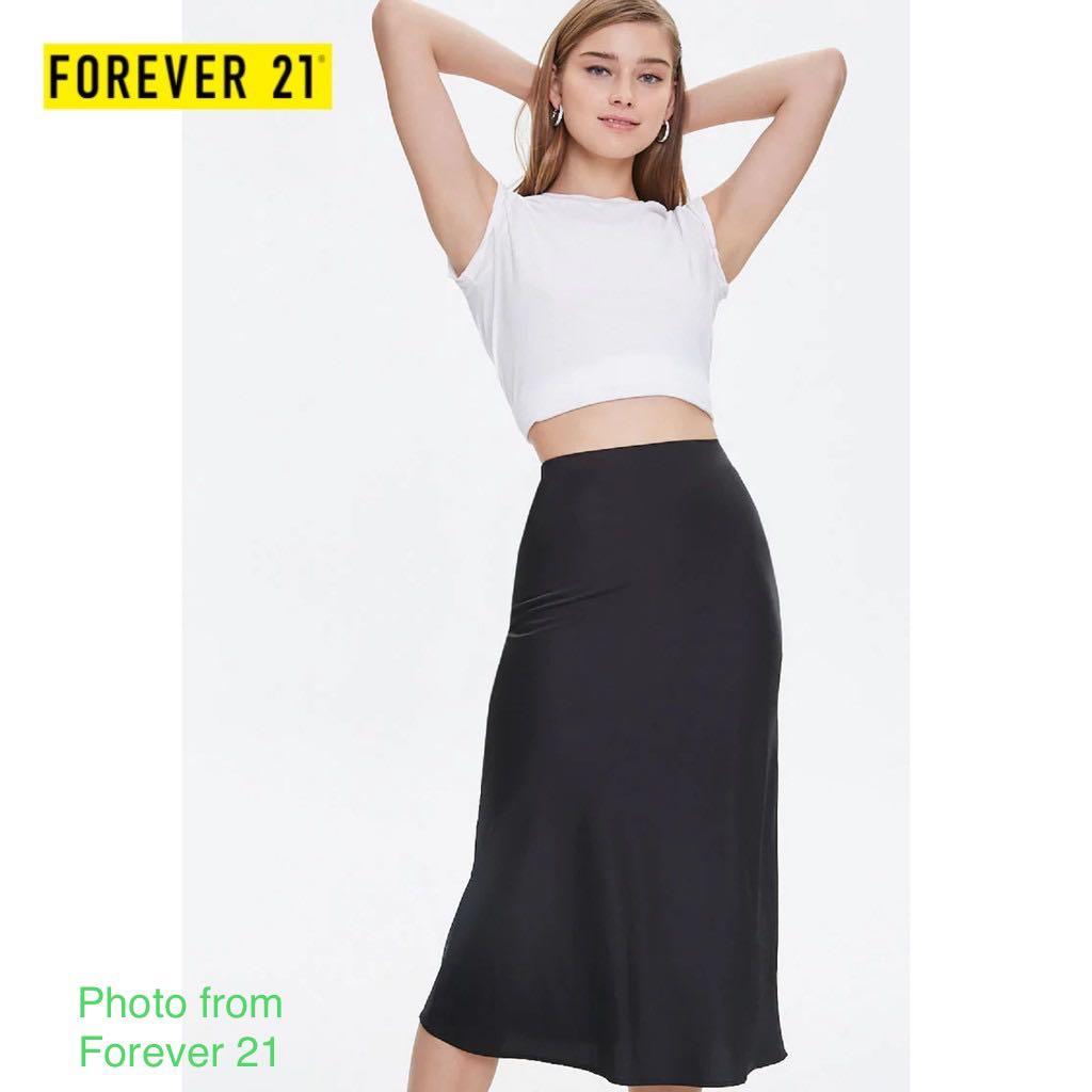Black silk skirt forever 21 hotsell