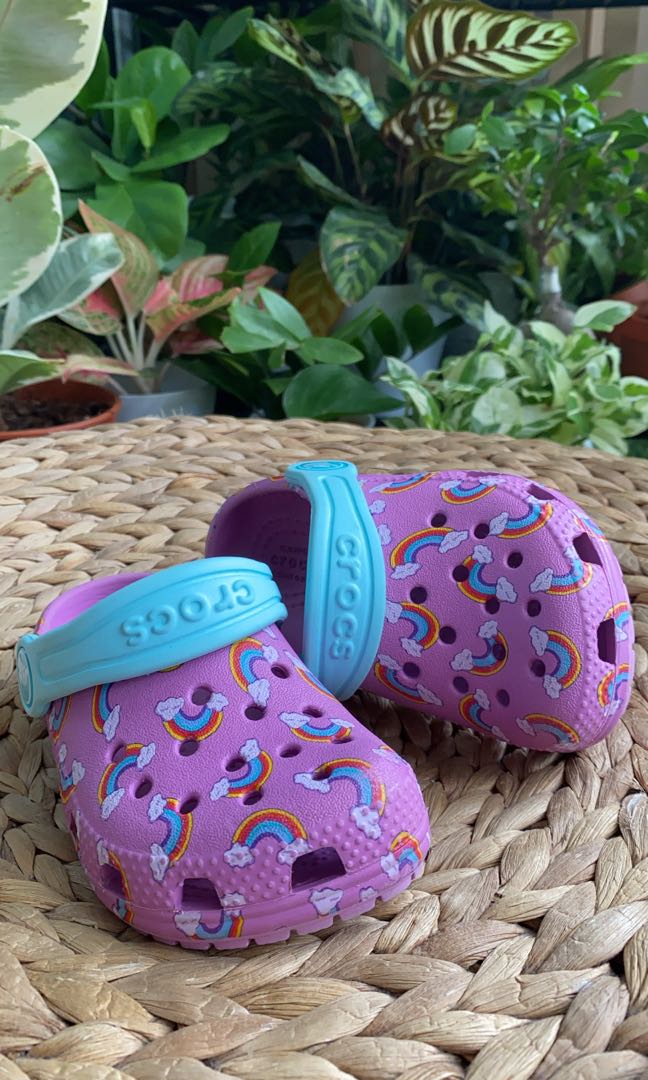 Girls rainbow crocs on sale