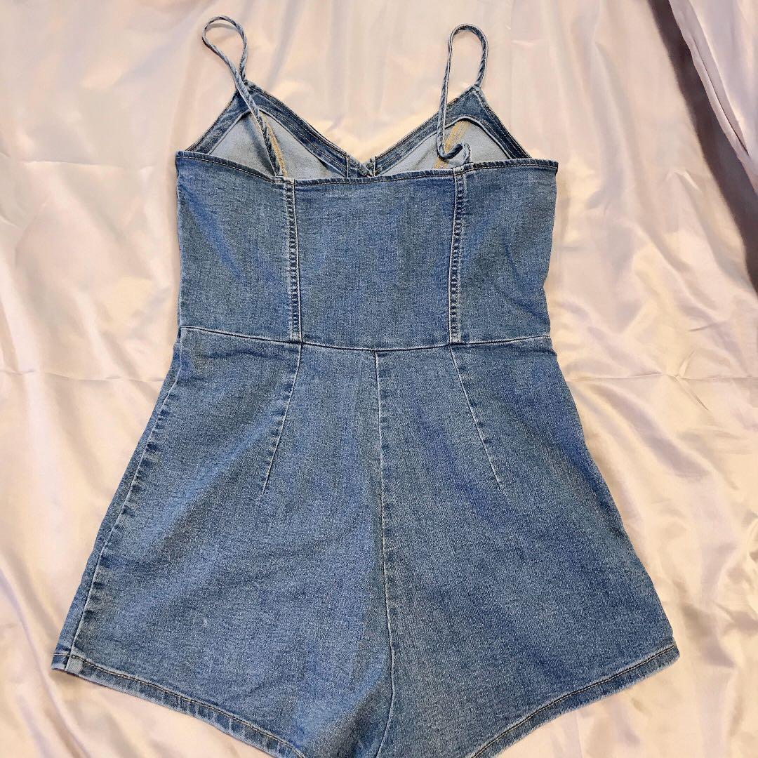 H&m denim romper sale