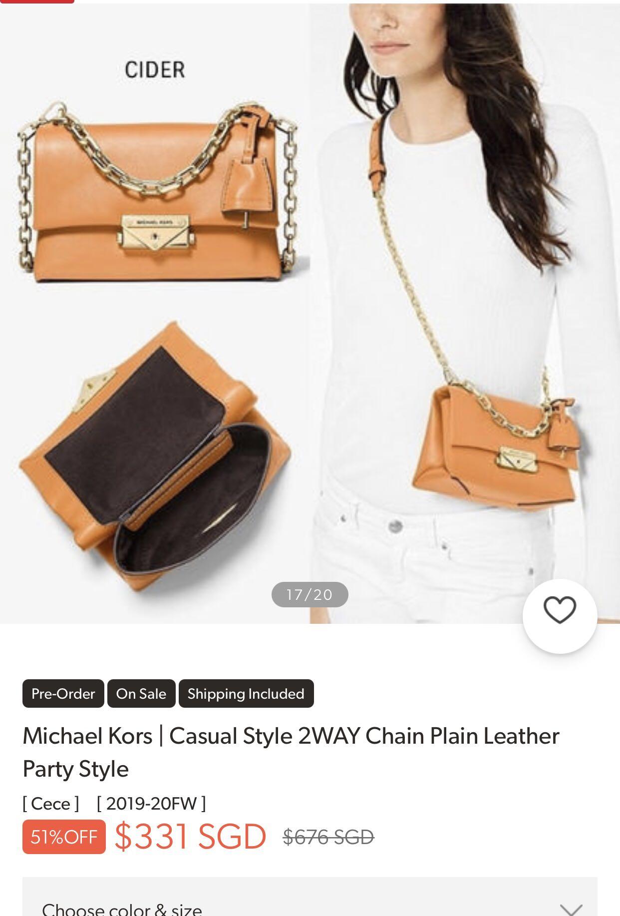 ⭐️In Stock)) New Authentic Michael Kors Cece XS Leather Chain Shoulders  Crossbody Bag / Cider , From MK Store, #Ready Stock !, Luxury, Bags &  Wallets on Carousell