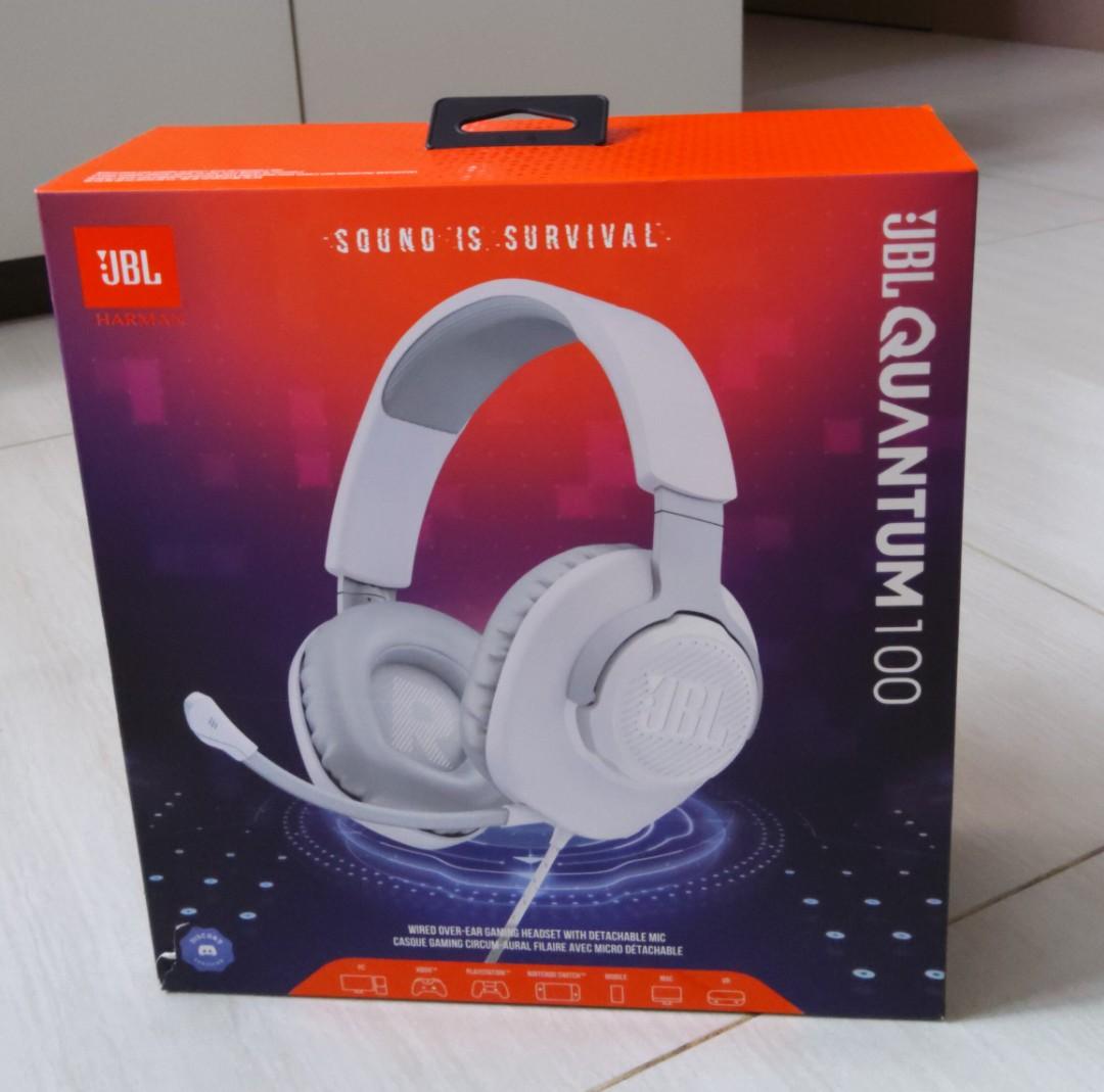 JBL QUANTUM 100 Circumaural Gaming Headset, White 