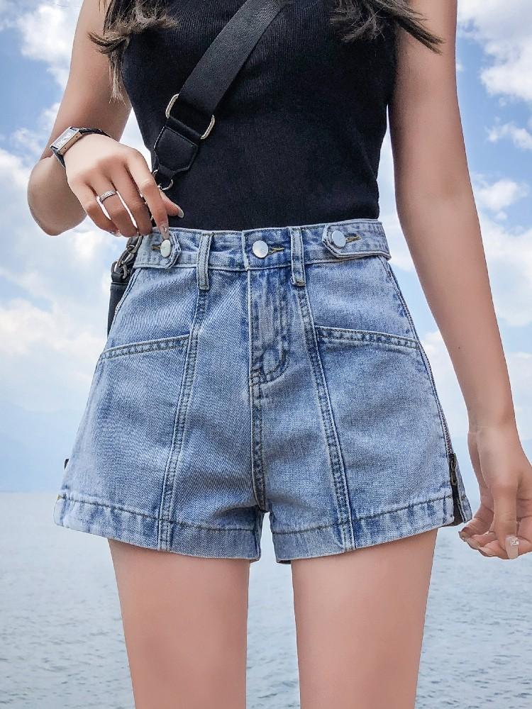 Women's shorts with side zipper clearance