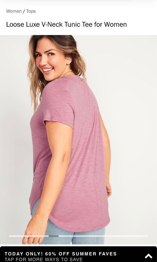 Loose luxe V-neck tunic tee for woman 