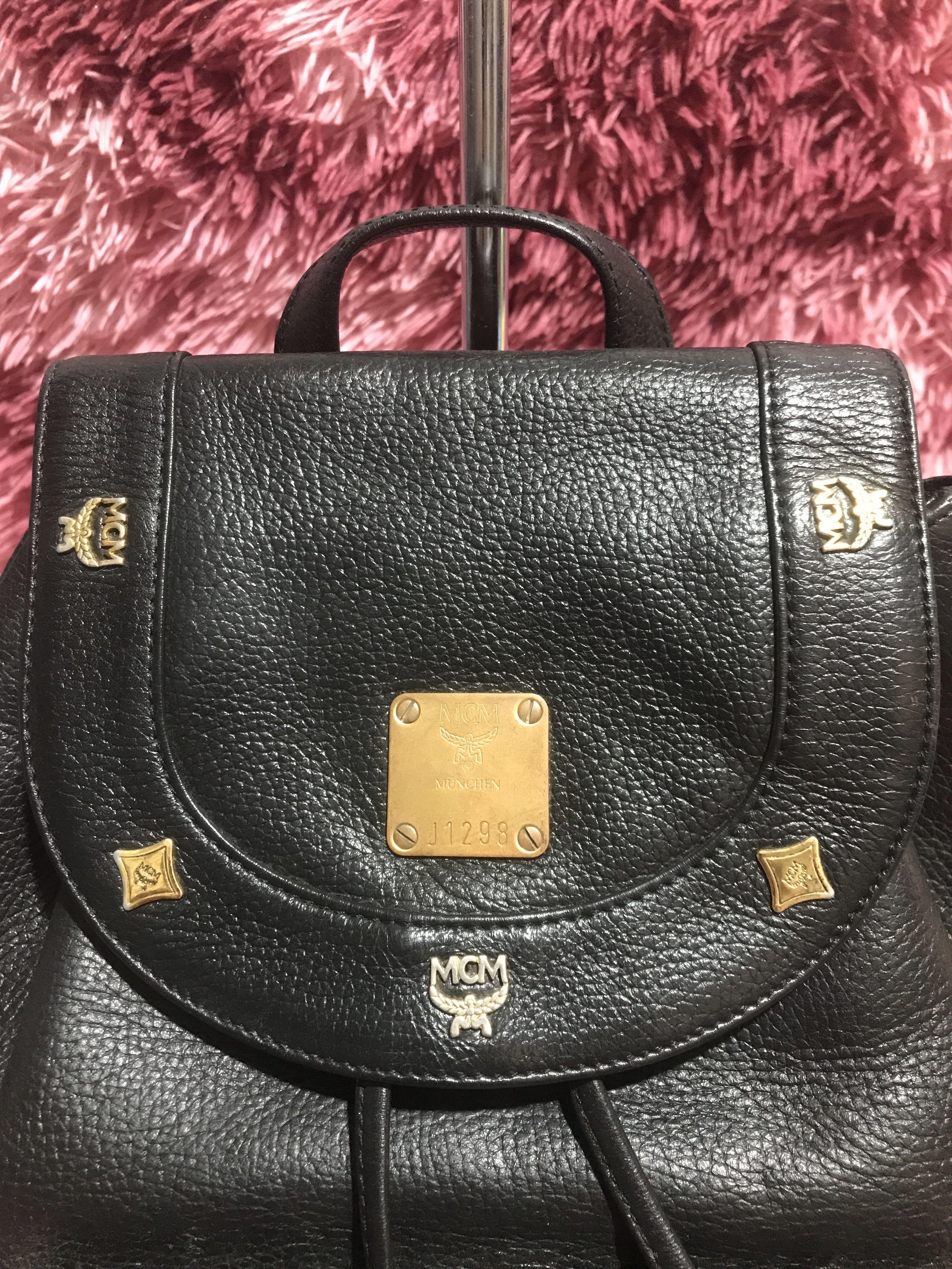 Mcm studded bagpack 🇩🇪 (Category: Luxury Bags & Wallets) located in Baguio. Submitted by graciastell (Listing ID 1069865074, Image 2). Description: Vintage mcm bag pack Germany No inclusion but provided dust bag Cleaned and sanitized Dm for need further assistance thanks! .