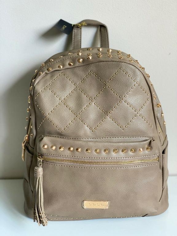 New Bebe Taupe Brown Joan Gold Studs Stones Large Backpack Bag 109 Sale Women S Fashion Bags Wallets Backpacks On Carousell