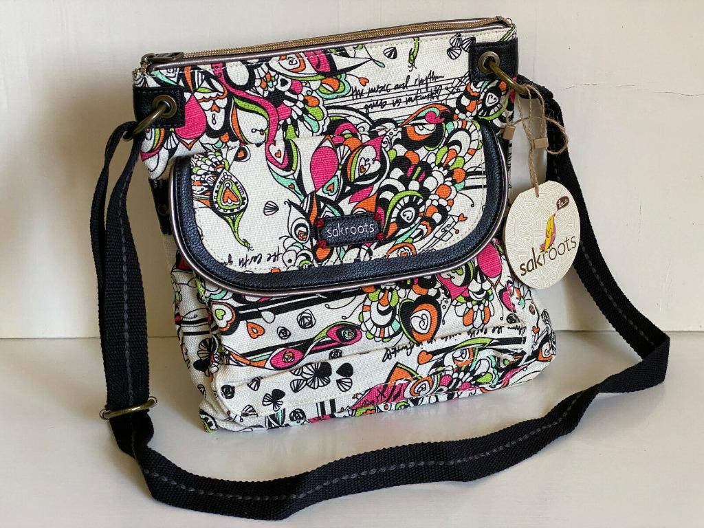 NEW SAKROOTS ARTIST CIRCLE OPTIC SONG BIRD CROSSBODY SLING BAG PURSE 69 SALE