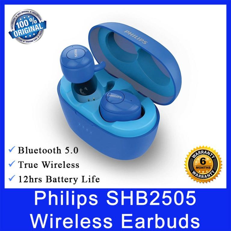 Philips SHB2505 Wireless Earbuds. Bluetooth 5.0. 12 Hrs Battery Life. True Wireless. Local SG Store. 6 Months Warranty