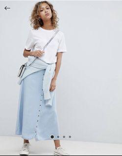 Pull and Bear buttoned denim long skirt  長牛仔半截裙