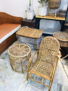 Rattan Junior size Rocking chair and 1 rattan round coffee table bundle SALE