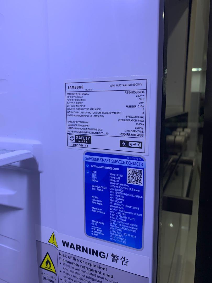 Samsung Side by Side Refrigerator (617L), TV & Home Appliances, Kitchen