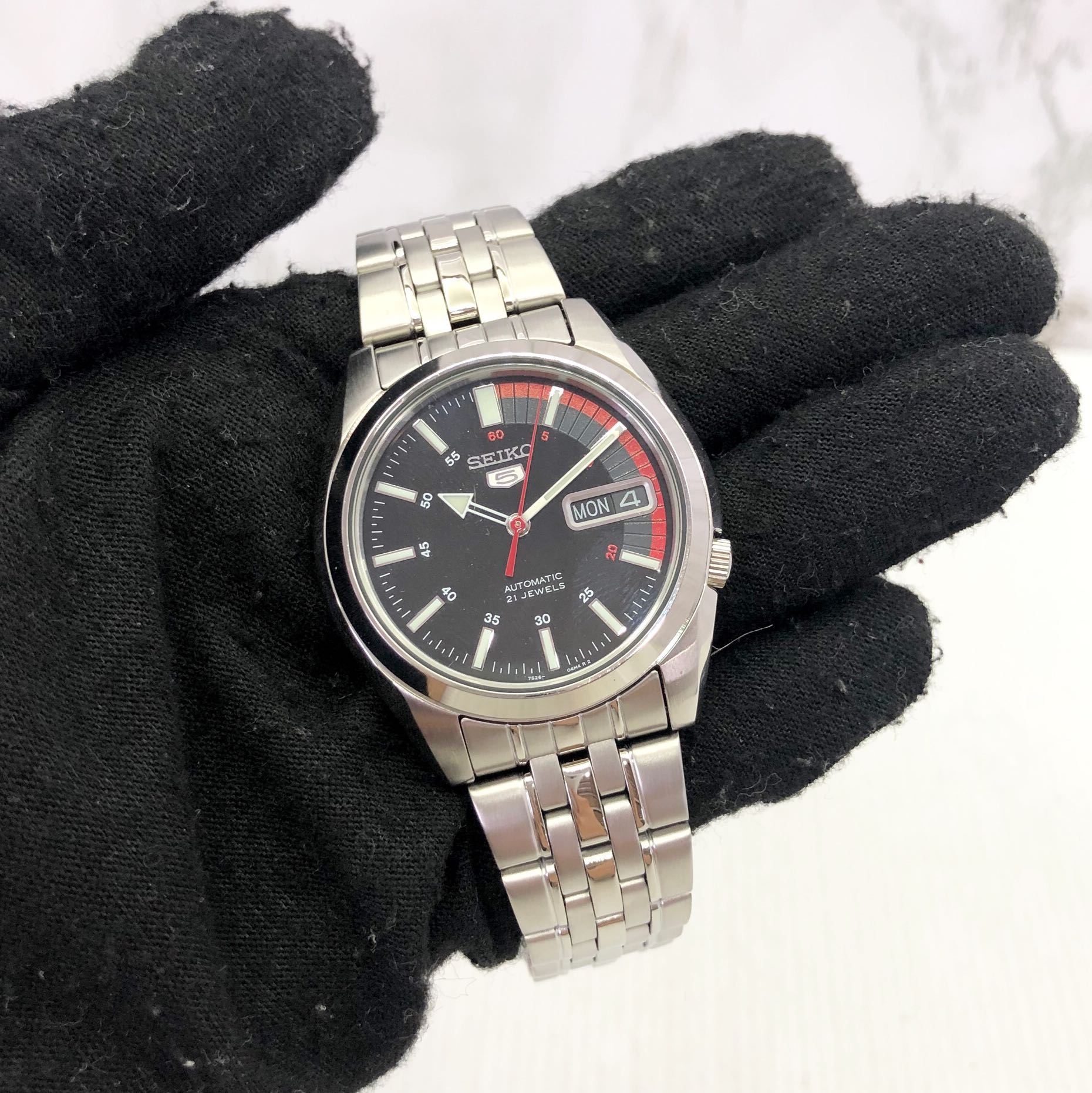 SEIKO MENS BLACK FACE 7S26 01V0 SEIKO 5 AUTOMATIC WATCH 217008453