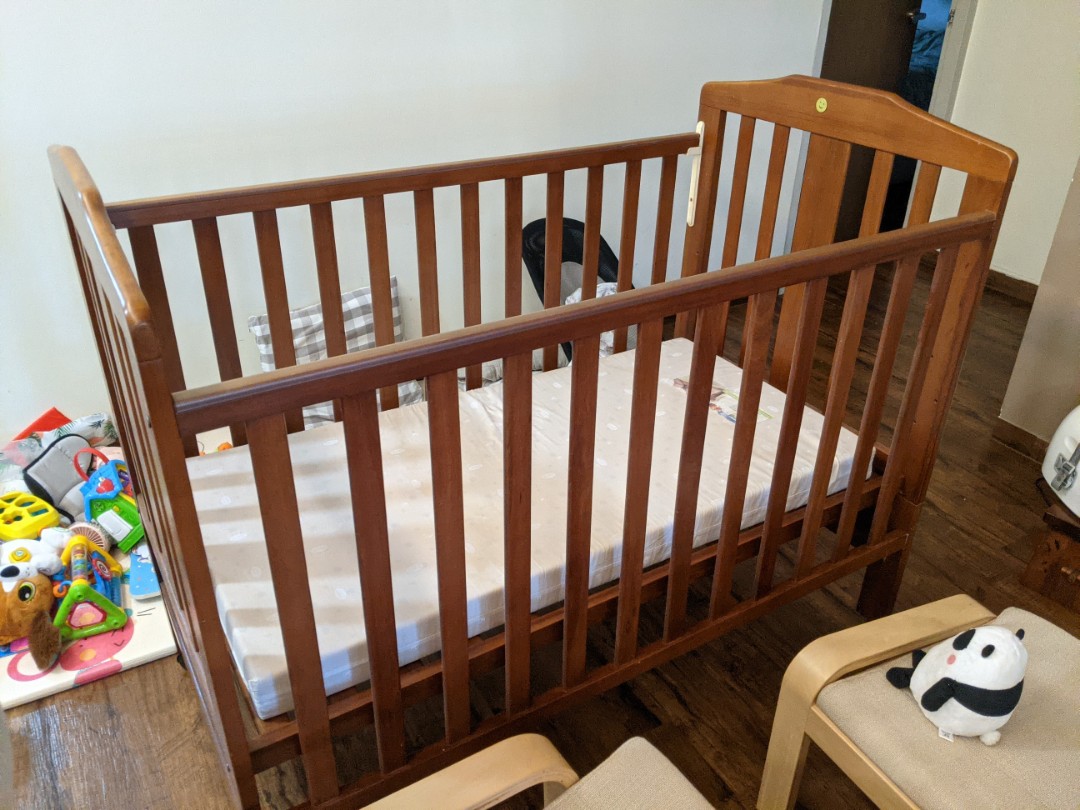 Solid teak wood cot crib for baby and toddler, Babies & Kids, Baby