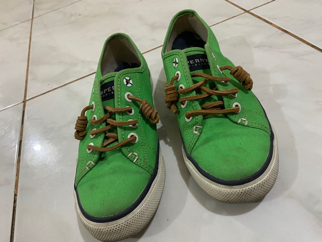 green sperry sneakers