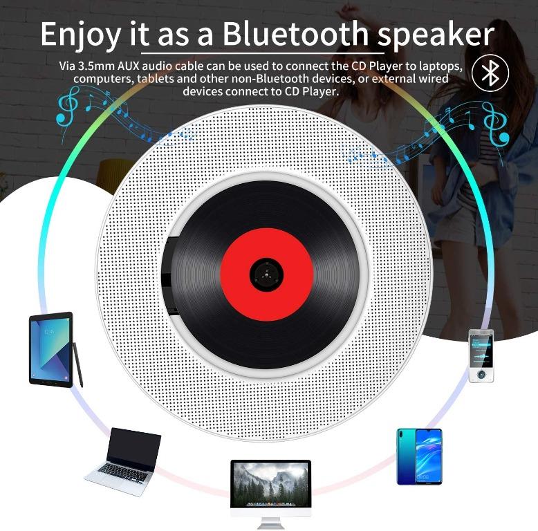 TENSWALL Portable CD Player, Wall Mountable Bluetooth Builtin HiFi