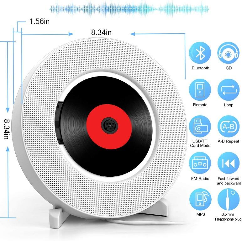 TENSWALL Portable CD Player, Wall Mountable Bluetooth Builtin HiFi