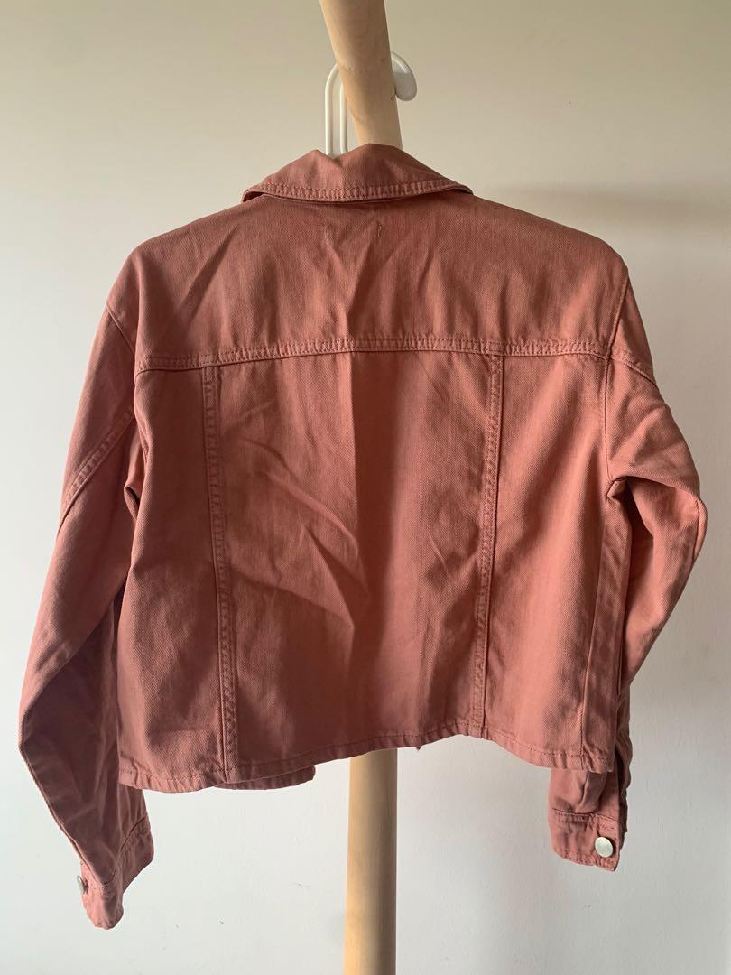 Salmon pink denim hotsell jacket