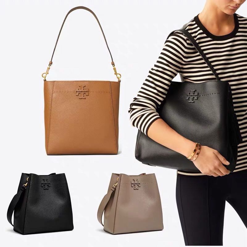 Tory Burch McGraw Calf Leather Bucket Bag (Bucket Bags)