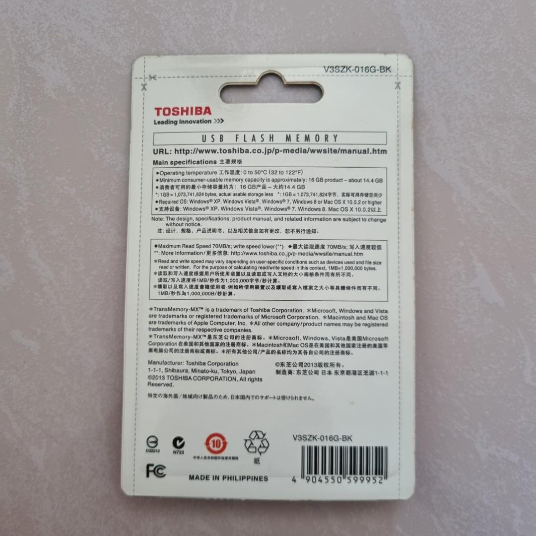 Toshiba USB 3.0 Flash Memory Thumbdrive 16GB, Computers & Tech, Parts ...