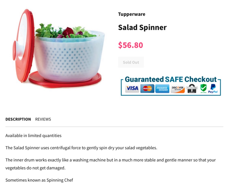 Tupperware Salad Spinner, Furniture & Home Living, Kitchenware