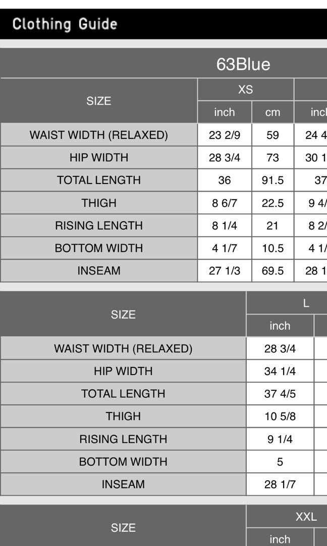 Uniqlo jeggings size chart clearance