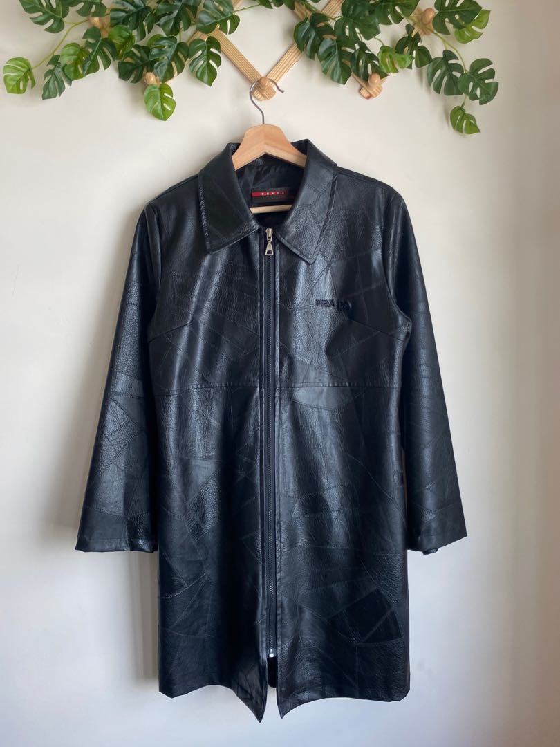Vintage Prada Leather Trench Coat, Men's Fashion, Coats, Jackets and  Outerwear on Carousell
