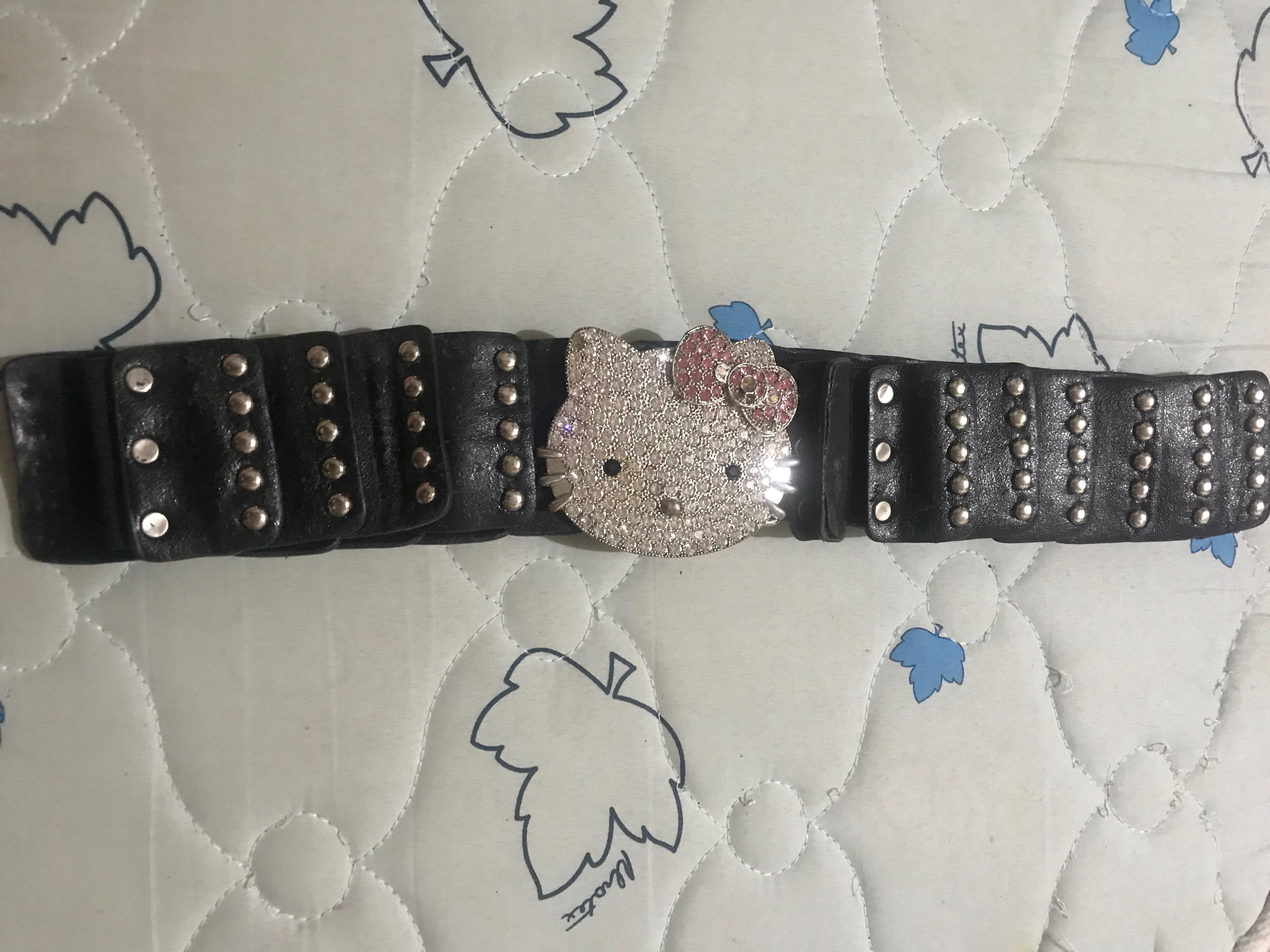 hello kitty metal leather chunky belt 