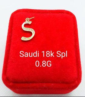 18K Saudi Gold Letter S Pendant
