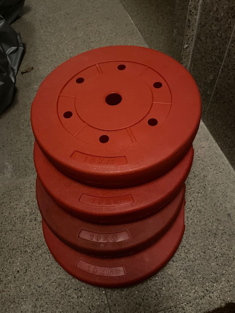 4 x 10kg PVC weight plates, Sports Equipment, Exercise & Fitness