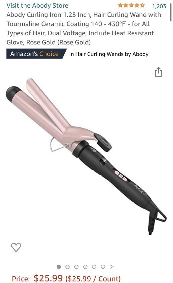 Abody Curling Iron 1.25 Inch Hair Curling Wand with Tourmaline Ceramic Coating 140 430 for All Types of Hair Dual Voltage Include Heat