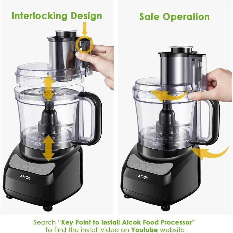 Aicok FP9042AGS Food Processor, Multifunctional 1.8L Electric Food