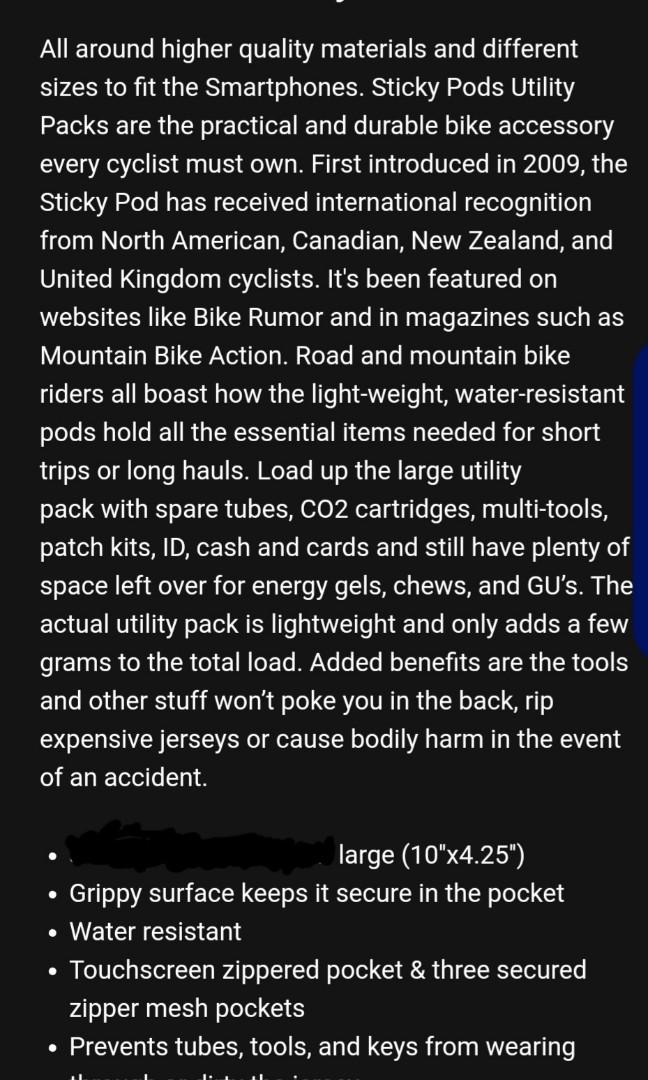 Bike Jersey Bag MILES WIDE STICKY POD, Sports Equipment