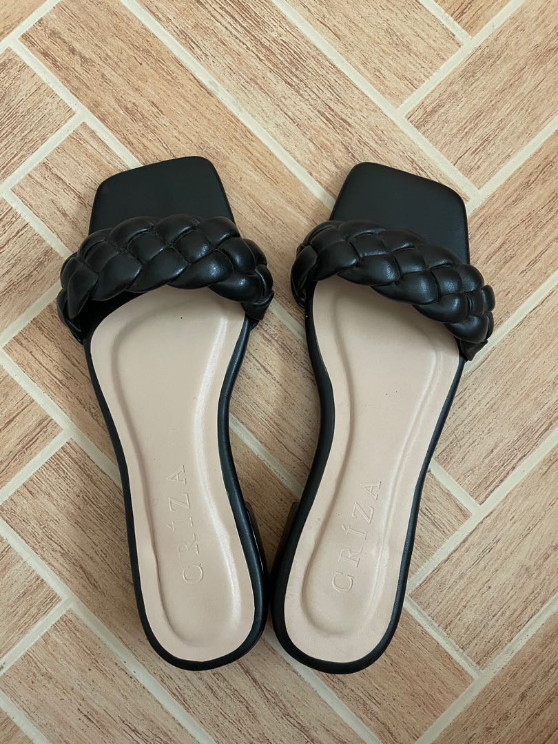 trendy black sandals