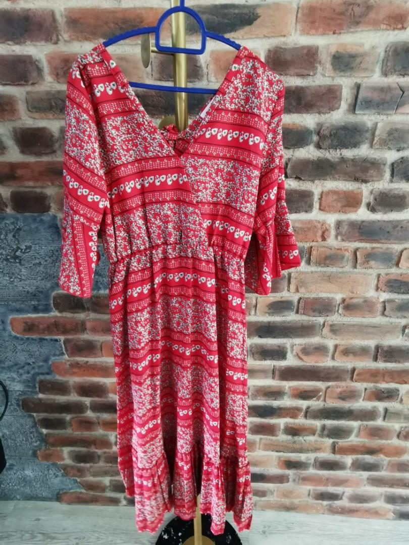 Bohemian Red Maxi Dress Women s Fashion Dresses Sets Dresses