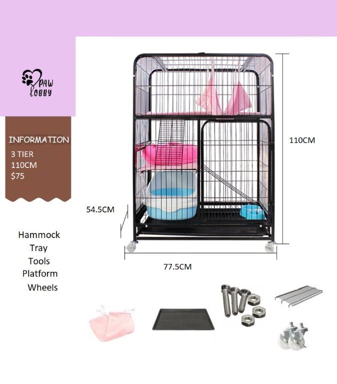 Cat Cage 3 Tier Pet Cage Non cat condo, food, litter carrier, Pet