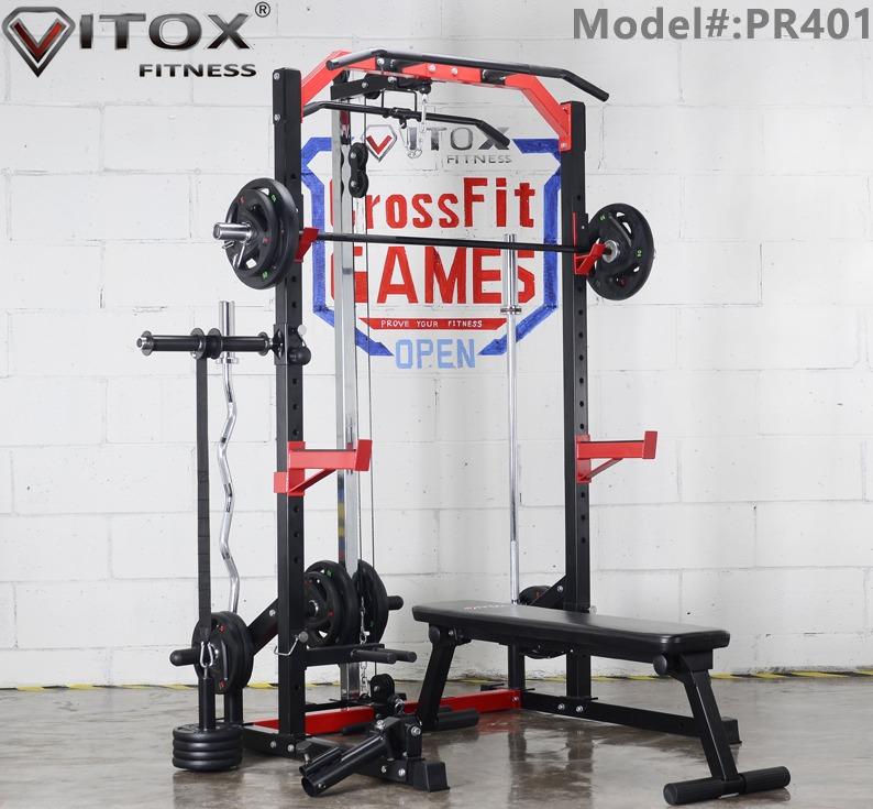 CHEAP HALF RACK ALL IN ONE WITH CABLE LAT PULLDOWN ATTACHMENT vitox fitness powerlifting squat stand half power rack pulley