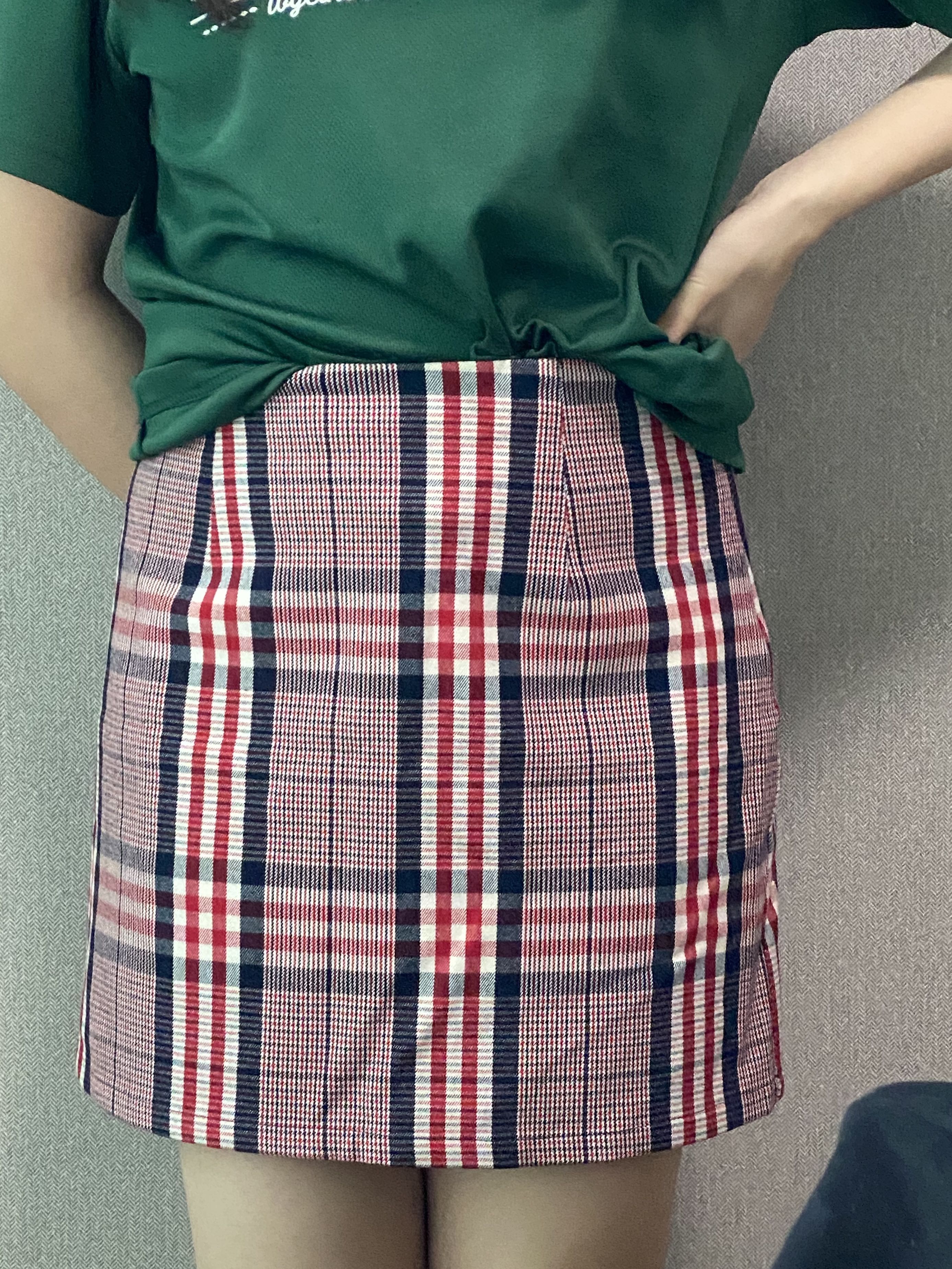 Red and white checkered skirt clearance