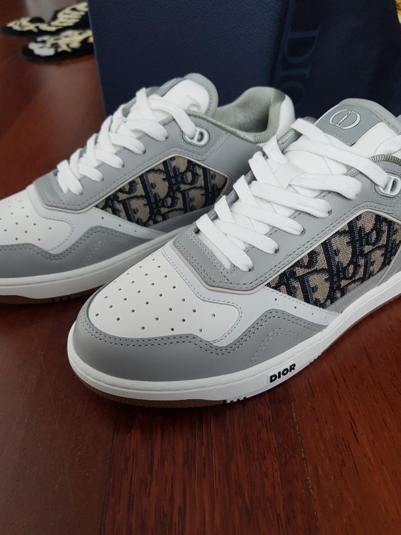Giày Dior B27 Low Blue Cream and Gray họa tiết Dior Oblique vải Jacquard  Like Auth  Roll Sneaker