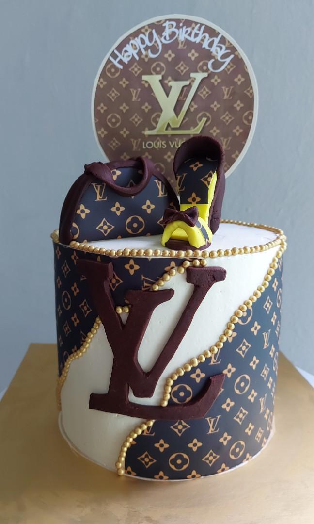 Working on this Customized Louis Vuitton Cake inspired cake #louisvu, cake boss birthday cake