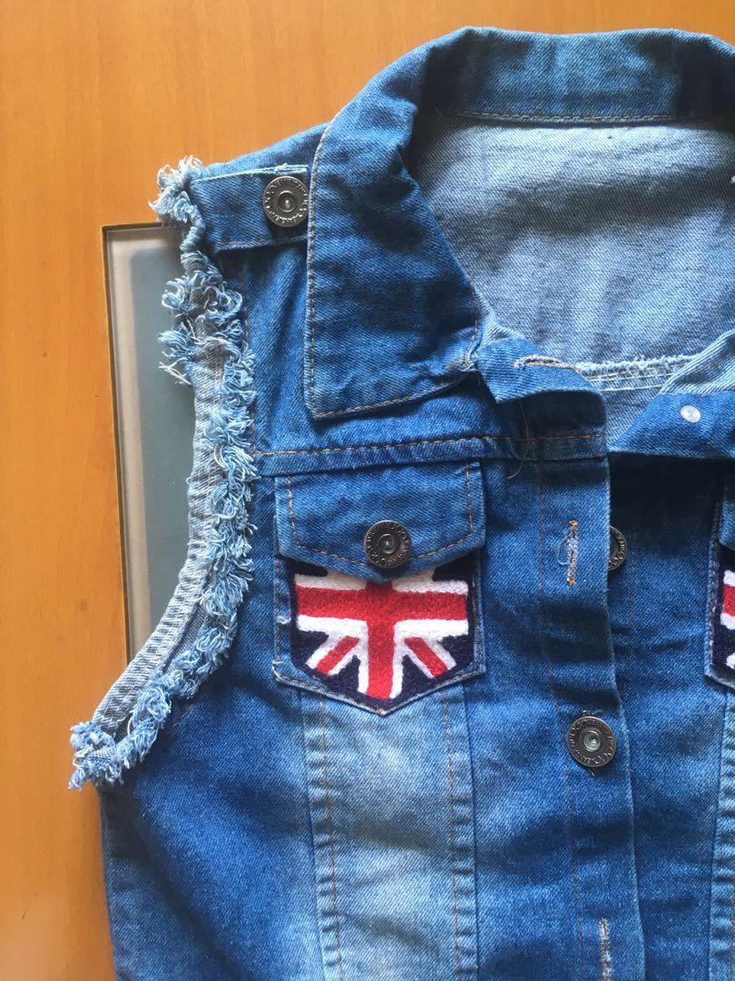 Denim Frayed Vest Jacket, Women's 