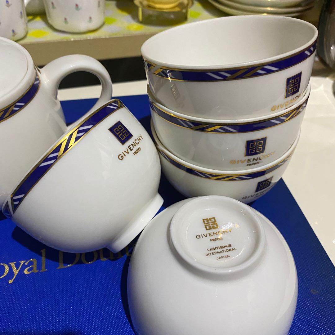 Givenchy blue gold teapot and tea cup set, Furniture & Home Living ...