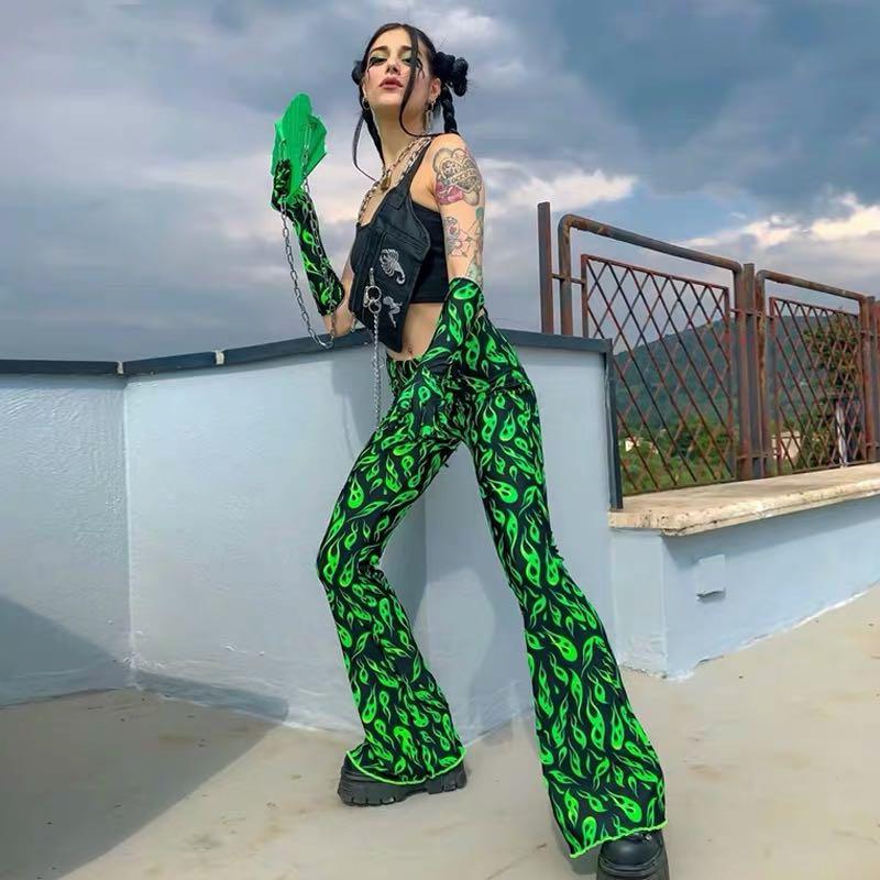 Green flame pants clearance