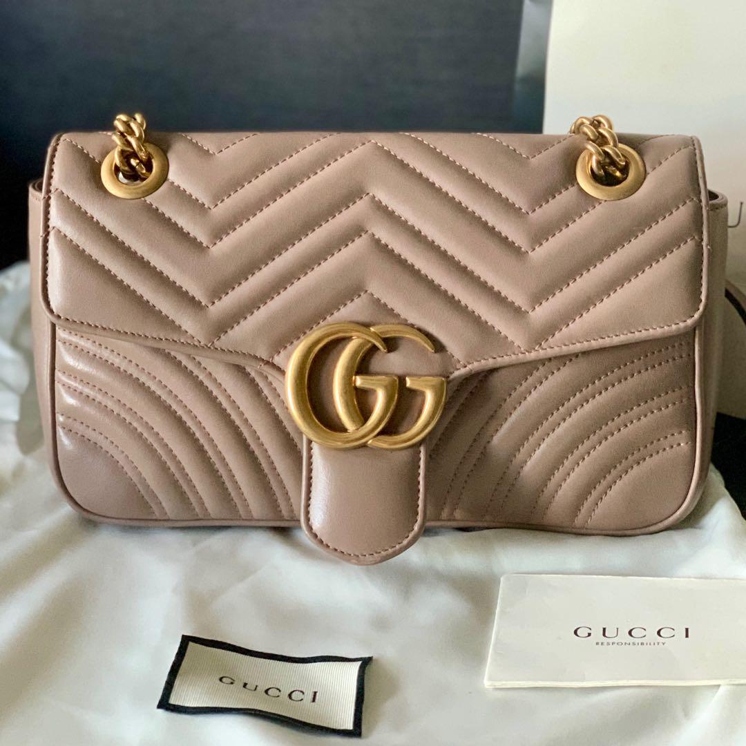 GUCCI MARMONT DUSTY PINK 22CM, Luxury, Bags & Wallets on Carousell