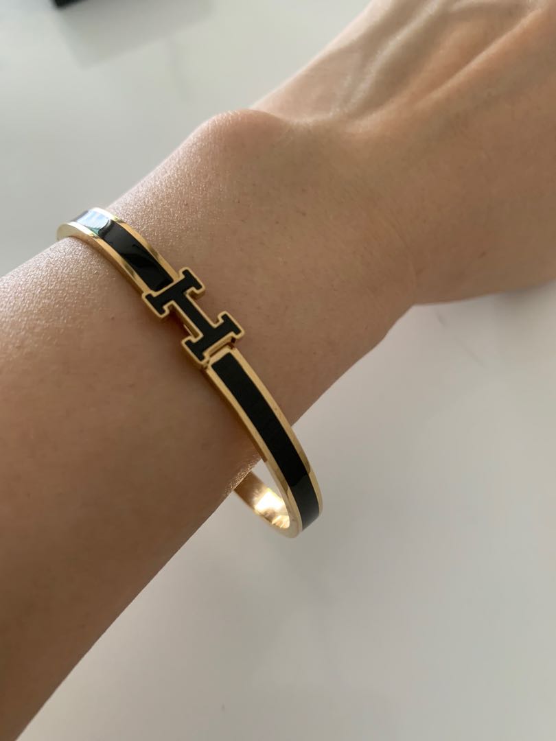 Hermes bracelet online black gold