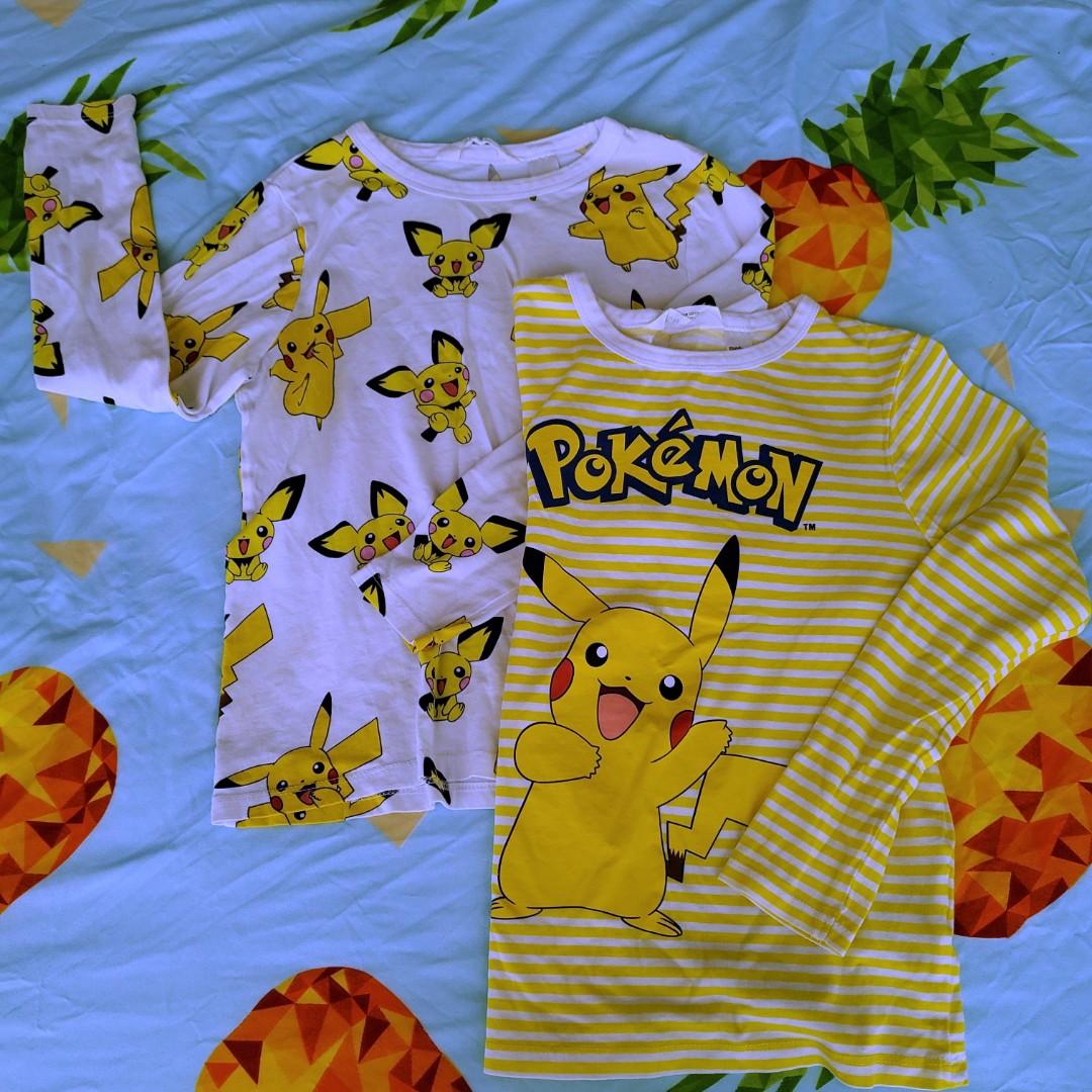 H M Pokemon Lounge Long Sleeve Shirts Fits 6 8yo Babies Kids Babies Kids Fashion On Carousell