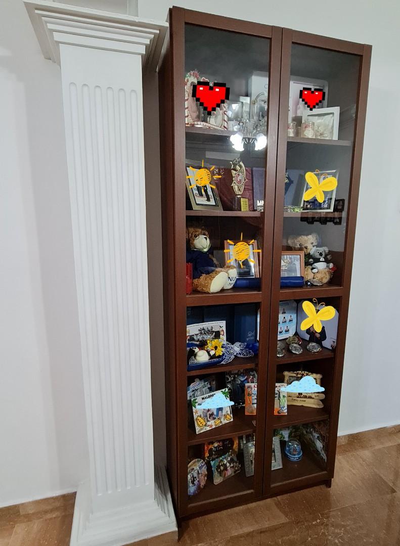 Ikea book shelf with glass doors, Furniture & Home Living, Furniture
