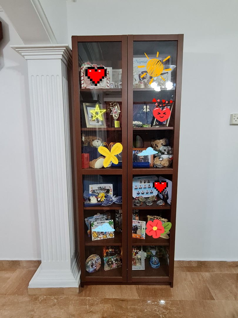 Ikea book shelf with glass doors, Furniture & Home Living, Furniture