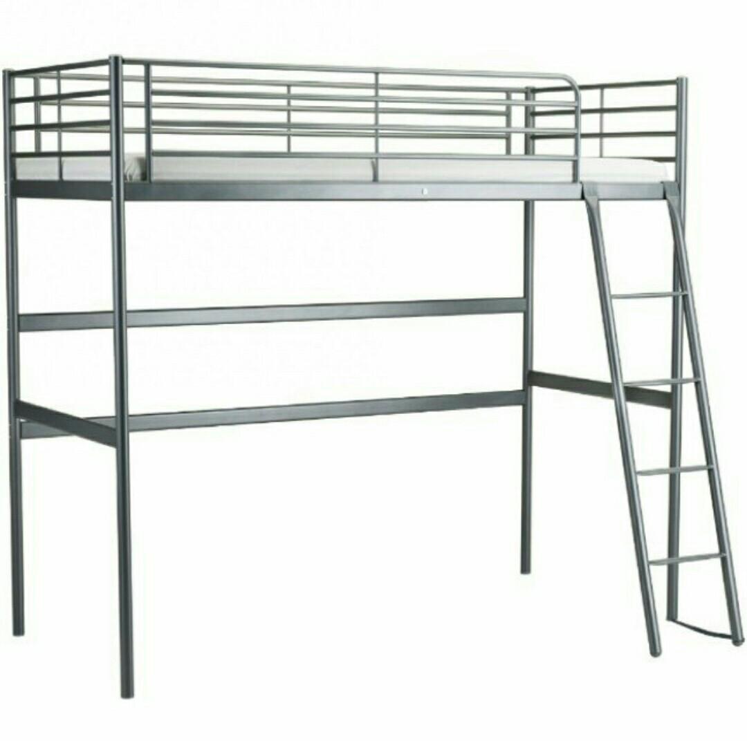 IKEA SVARTA Loft Bed frame bunk bed silver colour, Furniture & Home